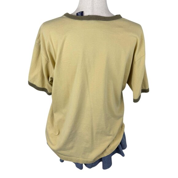 Vintage GAP Property Of Athletic Dept. Ringer Tee Tan Green 90s Y2K - Picture 3 of 3